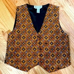 ANA MORI Vintage embellished vest Womens M-L beads pearls sparkle snaps Festival